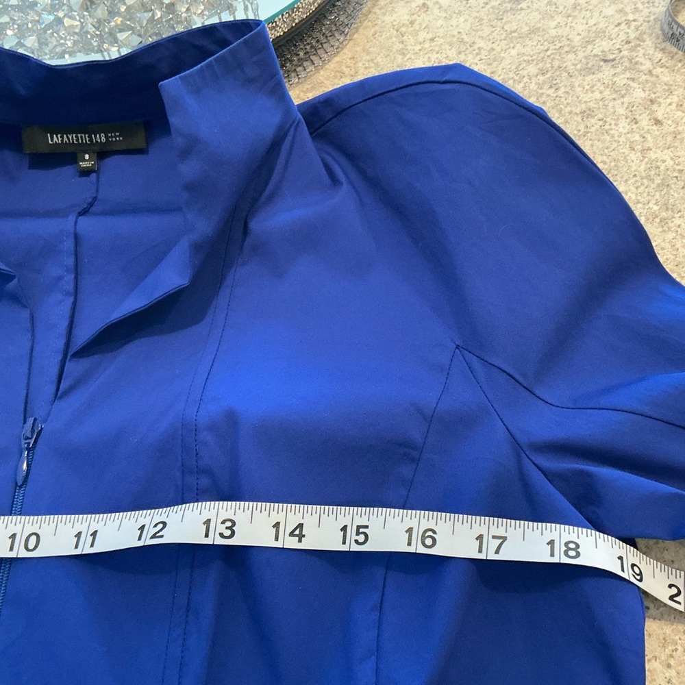 Lafayette Minimalist Royal Blue Zip Fall Jacket Casual Business Career SZ Medium - Picture 10 of 13